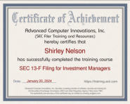 SEC Filer Training Certificate