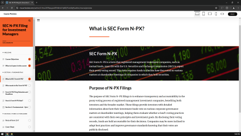 SEC Form N PX Web based Training Self paced Online Call/Text 585