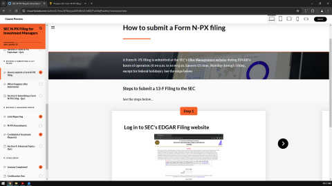 SEC Form N PX Web based Training Self paced Online Call/Text 585